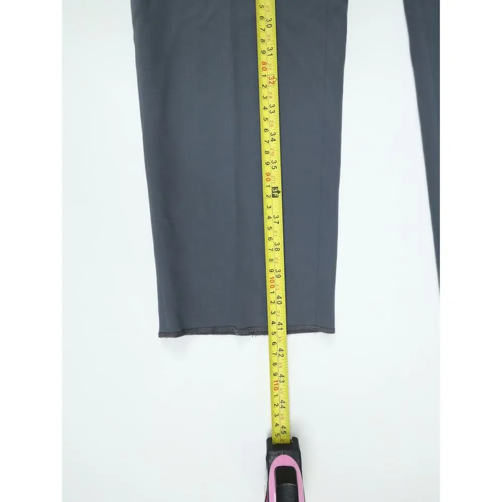 St. John Emma Pewter Gray Wool Blend Straight Leg Pants 8 NWT Raw Hem Luxury